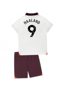 Fotbalové Dres Manchester City Erling Haaland #9 Dětské Venkovní Oblečení 2023-24 Krátký Rukáv (+ trenýrky)